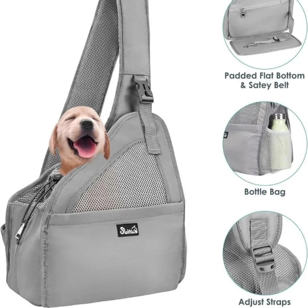 Nwot SLOWTON Pet Dog Sling Carrier, Hands Free Hard Bottom Papoose Small Animal